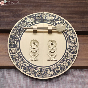 古典家具衣柜门锁新中式红木柜子仿古拉手木门榆木复古铜圆形把手