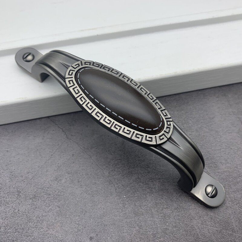 欧式咖啡古滚青古铜色裂纹富贵花仿古陶瓷抽屉拉手复古柜门把手