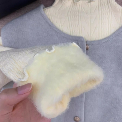 加厚加绒毛衣针织打底衫女秋冬温柔半高领木耳边内搭上衣