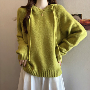 实拍秋冬大码 老钱风洋气内搭软糯毛衣设计感钩花连帽上衣针织衫