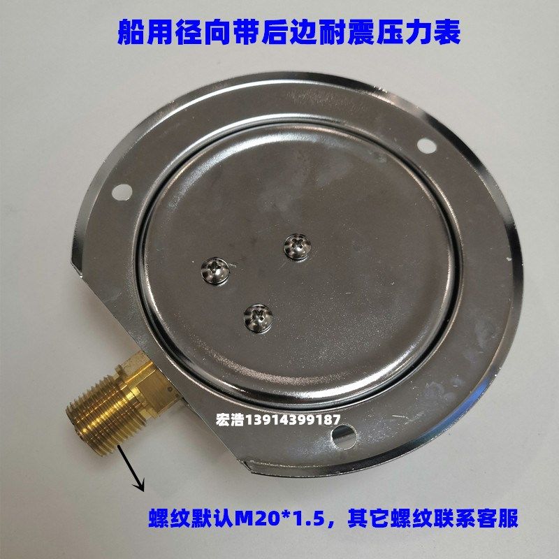 船用压力表 YN-100T 耐震径向带后边船用压力真空表0-1MPaM20*1.5