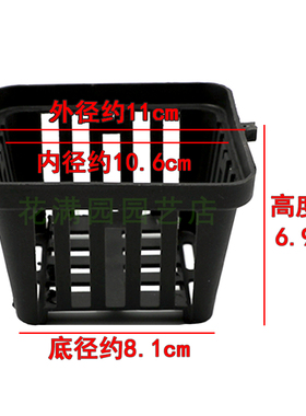 黑色方形塑料悬挂吊篮花盆气生植物石斛兰花空气凤梨种植透气网盆