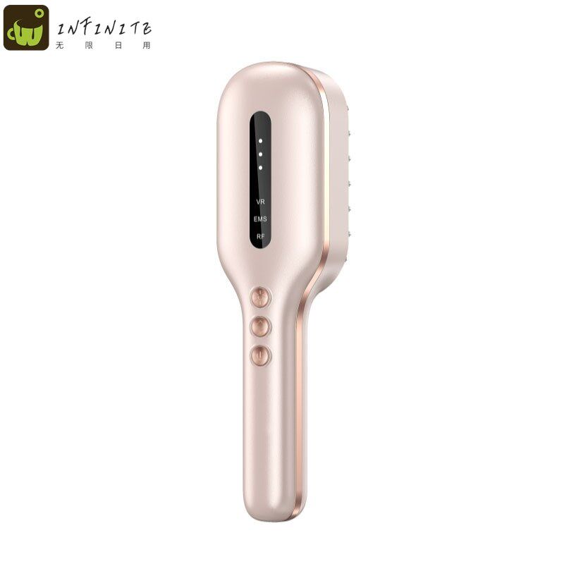 电动按摩梳跨境红蓝光RF导液激光头皮上药器EMS充电款防脱生发梳