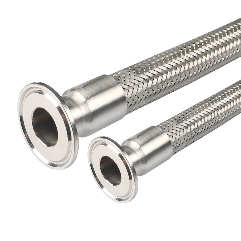 304不锈钢编织网波纹金t属钢丝高压高温软管食品卫生卡盘快装酒厂