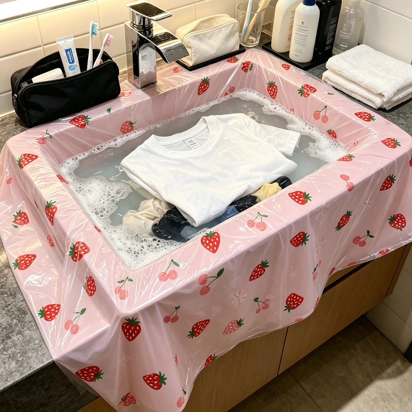 酒店一次性隔脏膜旅行洗脸盆膜加厚膜洗衣服神器洗手池洗漱台桌布