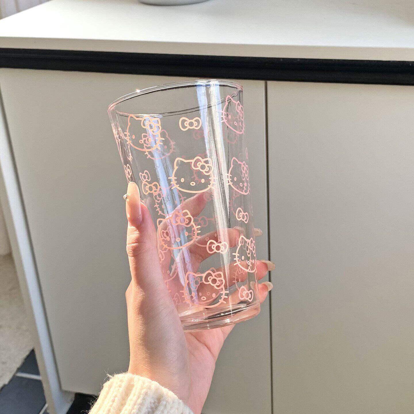 家用高颜值透明玻璃杯加厚可爱猫咪牛奶杯子大容量小清新喝水杯