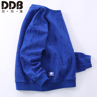 男童春秋款 儿童秋季 装 上衣中大童套头加绒一体绒 卫衣圆领2025新款