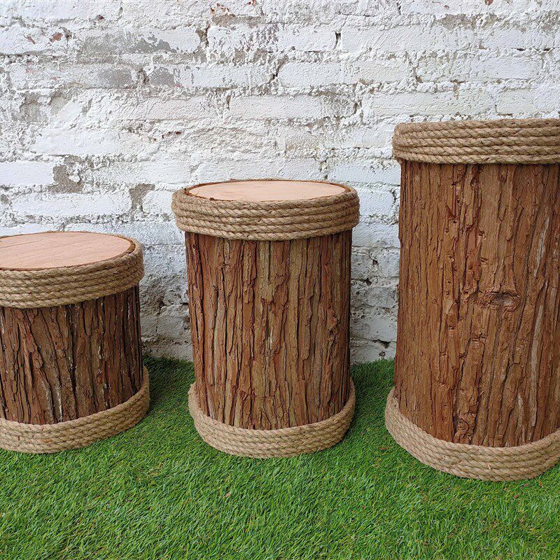 仿真麻绳木桩假木墩 空心圆木头栅栏木围栏木篱笆木桩栅栏装饰