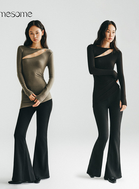 asomesome美式辣妹天丝羊毛长袖T恤女秋款透气舒适设计感修身上衣