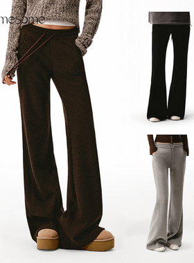 asomesome美式羊毛修身直筒微喇裤女秋冬磨毛厚卫裤运动休闲裤子