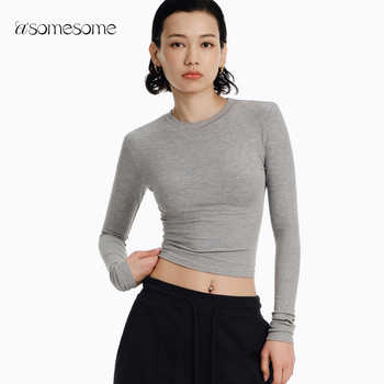 基础修身圆领打底衫长袖t恤女