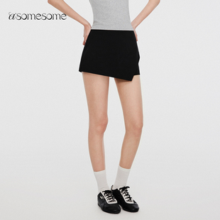 asomesome美式低腰黑色西装短裙女夏防走光裙裤短裤休闲半身裙子