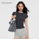 T恤女春夏休闲辣妹紧身运动上衣 插肩短袖 asomesome美式 圆领修身