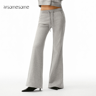 运动休闲裤 女秋设计感显瘦喇叭裤 抽绳微喇宽松卫裤 asomesome美式
