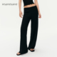 女垂感运动休闲低腰卫裤 宽松直筒裤 子 黑色螺纹长裤 asomesome美式