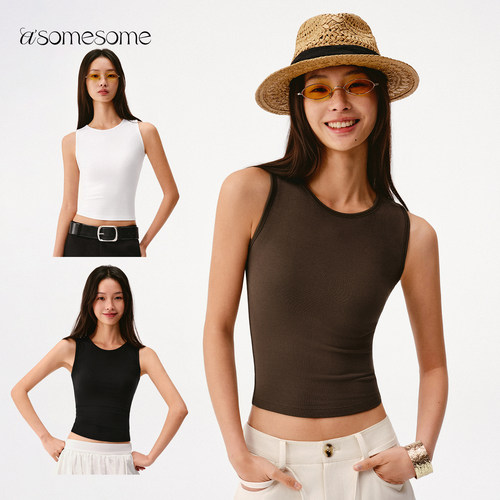 asomesome美式遮副乳修身背心女