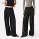 女宽松休闲裤 asomesome复古低腰垂感立体褶皱灰色直筒西装 阔腿裤