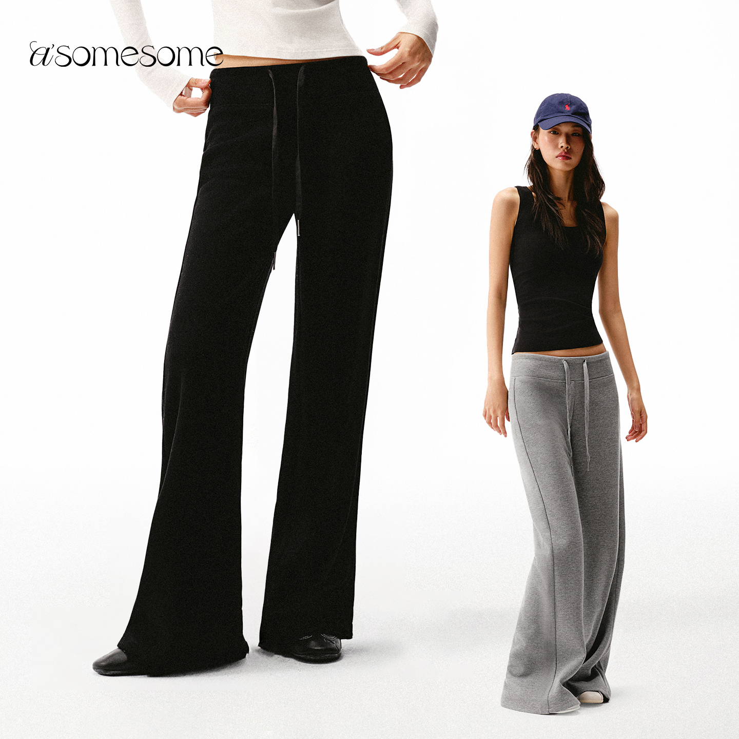 秋冬磨毛加厚直筒微喇裤百搭显瘦