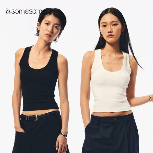 asomesome美式深V领修身工字背心