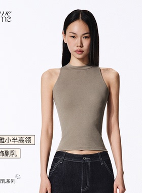 asomesome美式辣妹半高领无袖背心女夏新内搭打底外穿修身上衣