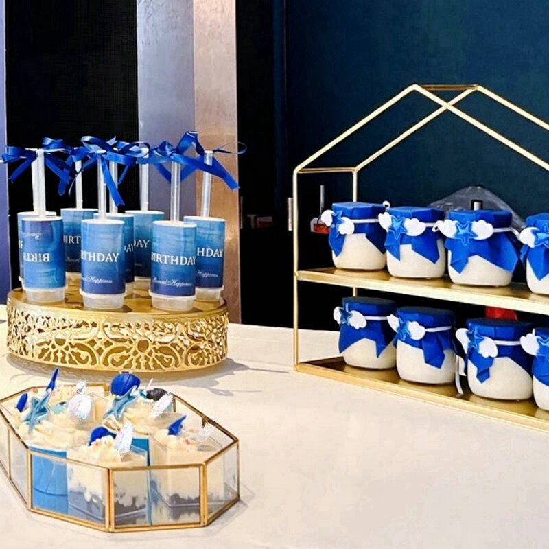 深蓝色成人礼父亲节甜品装饰生日推推乐贴纸蝴蝶结绑带棒棒糖插件