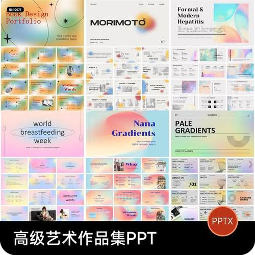 高级艺术作品集潮流创意活动策划面试求职年终总结述职PPT模板包