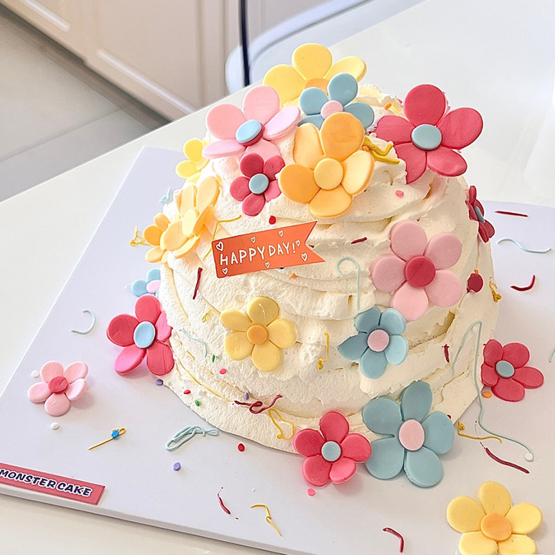 ins网红翻糖小花花朵生日春游蛋糕装饰春日季flower彩色蛋糕装饰