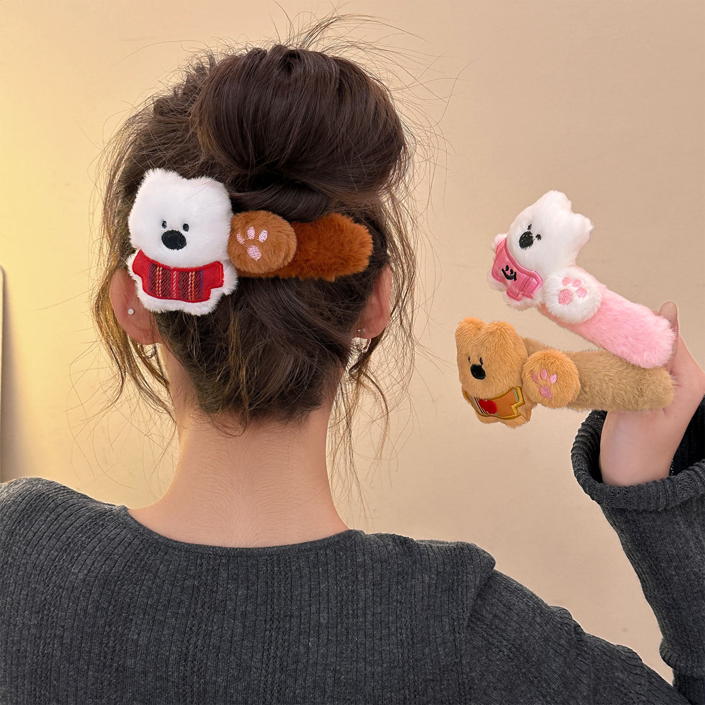 2025秋冬新款韩系毛绒发夹