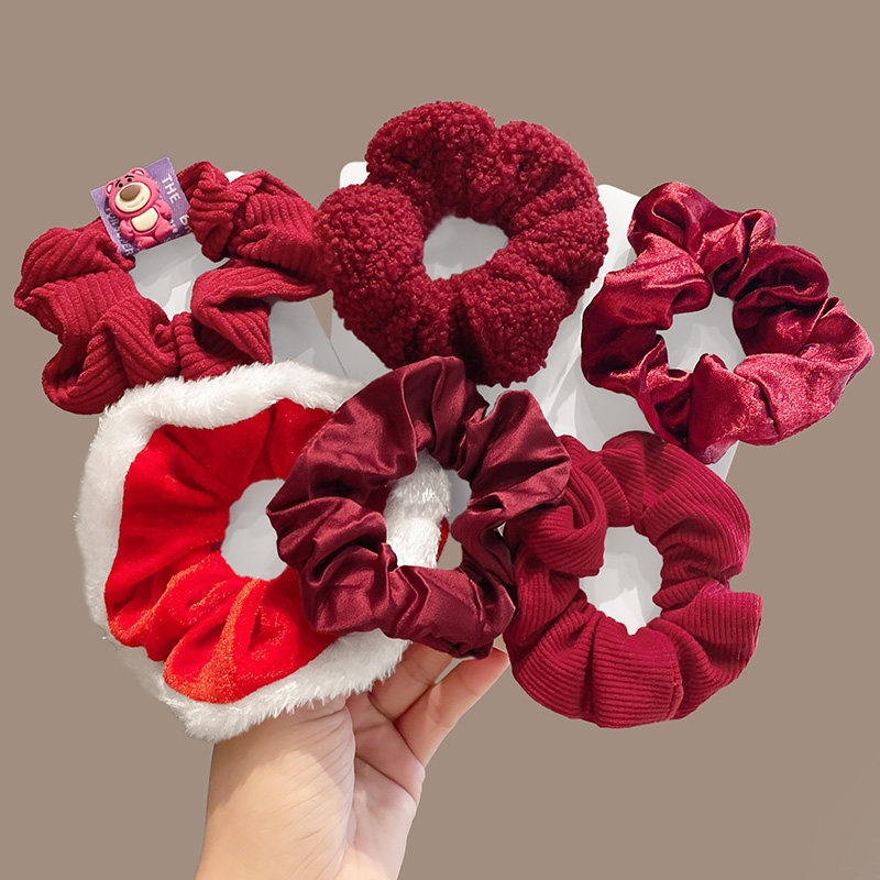 新年红色大肠发圈网红2021年新款女扎头发皮筋头绳过年头饰老虎年