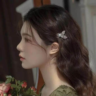 仙气仿珍珠蝴蝶耳边发夹侧边小夹子气质发卡刘海夹一字夹碎发发饰