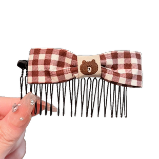 后脑勺布艺碎发梳发卡夹子头饰女倒插梳发夹前额刘海夏季整理神器