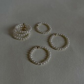 百搭温柔迷你施家珍珠戒指14K包金食指环极细叠戴 法式 feve store