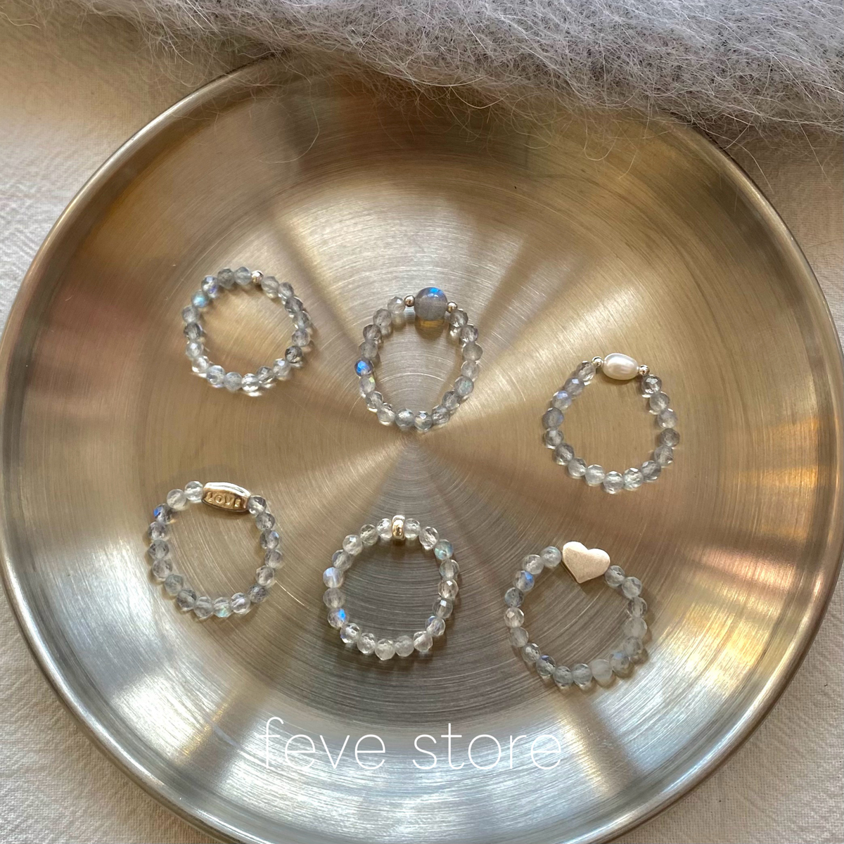 原创清冷感天然灰月光石戒指女小众纯银高级感弹力水晶指环戒圈