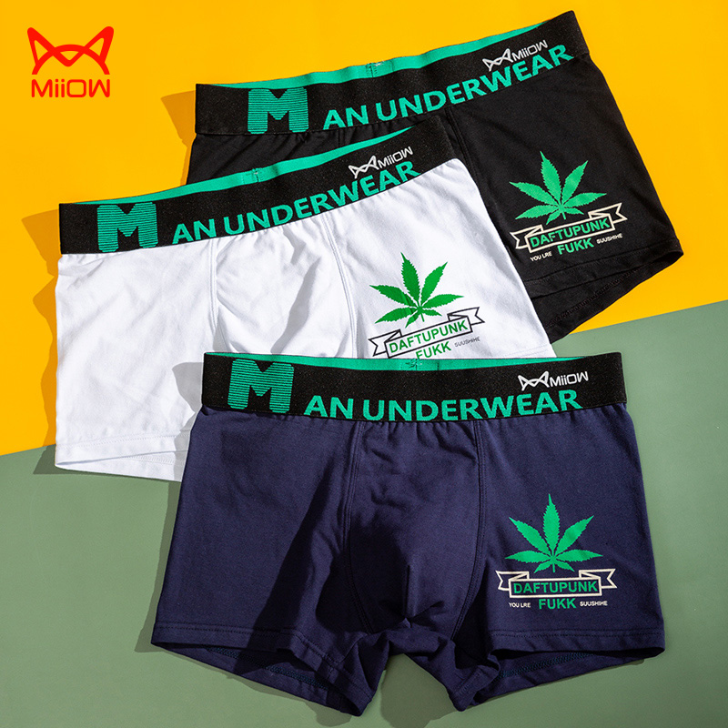 3猫人男士纯棉内裤男平角裤青年透气男生运动可爱个性四角裤潮流