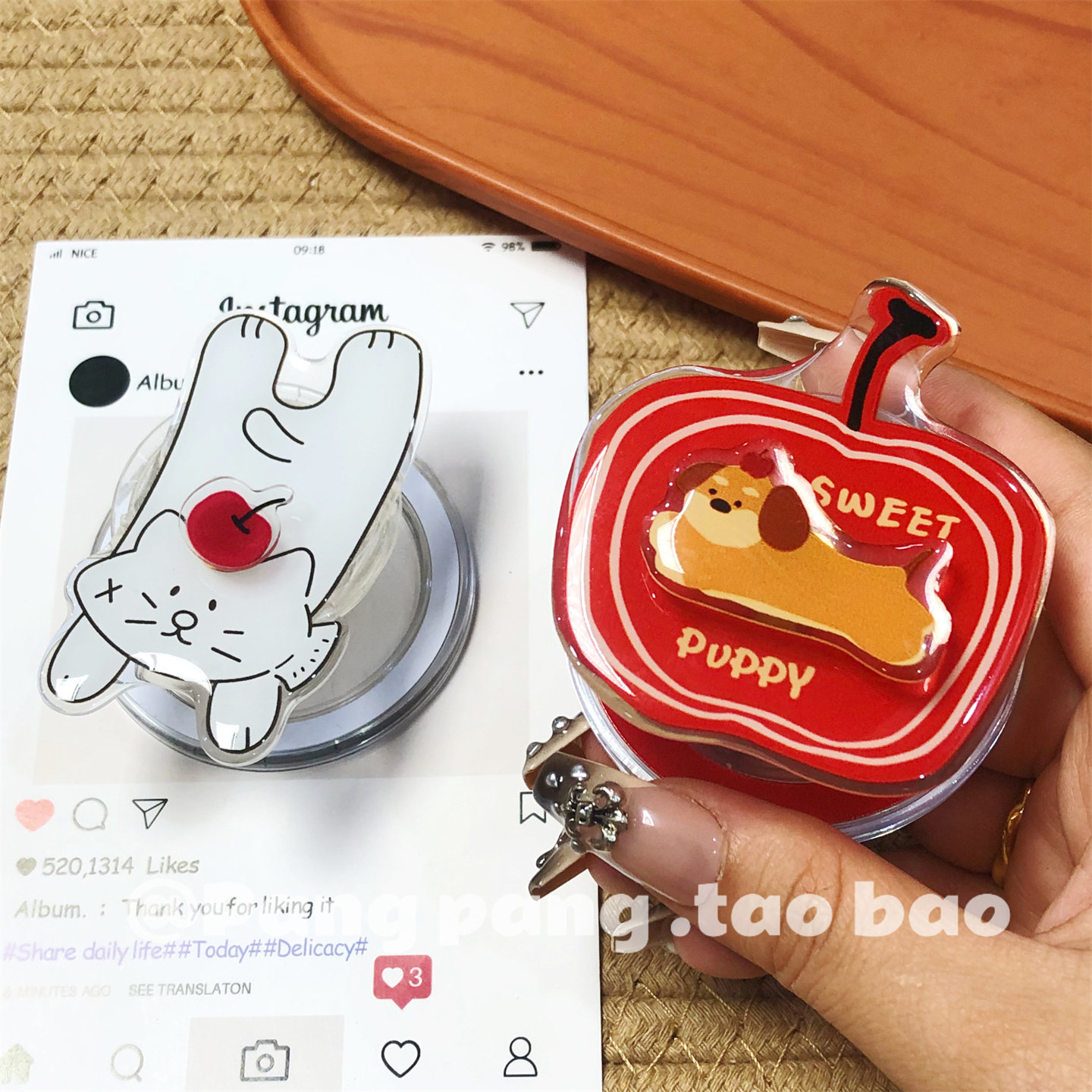 可爱卡通趴趴猫咪狗狗磁吸支架