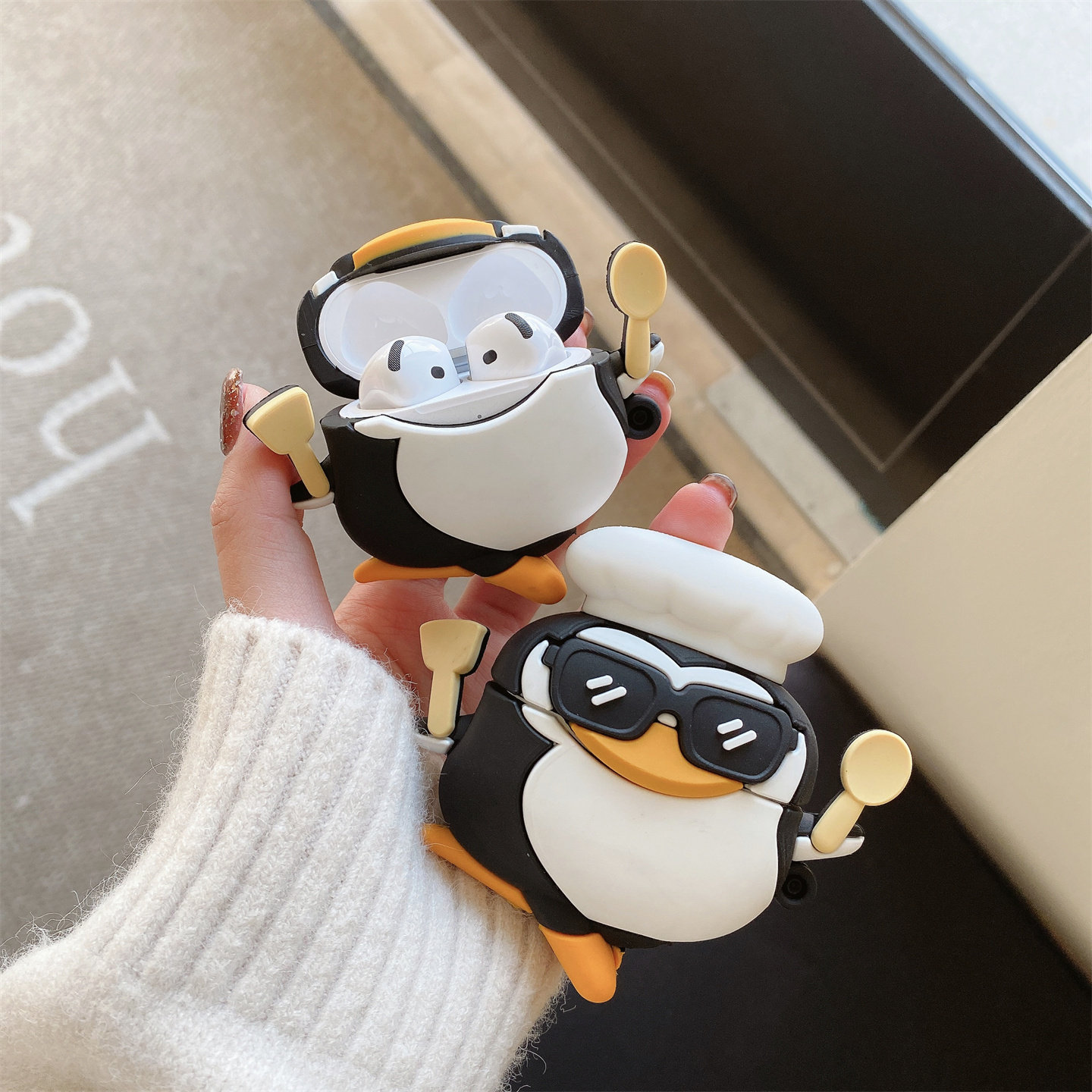 可爱搞怪高雅人士企鹅适用AirPodsPro3代耳机壳苹果蓝牙AirPods4代软壳硅胶3代防摔Pro2女Pro三代卡通