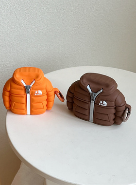 创意趣味棕色橙色羽绒服适用AirPodsPro3代耳机壳苹果蓝牙AirPods4代软1/2代硅胶3代防摔Pro2女Pro三代保护套