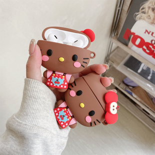 趣味可爱黑围裙凯蒂猫苹果airpods pro3代耳机保护套适用四代蓝牙耳机保护壳airpods1/2代硅胶pro2代女新三代