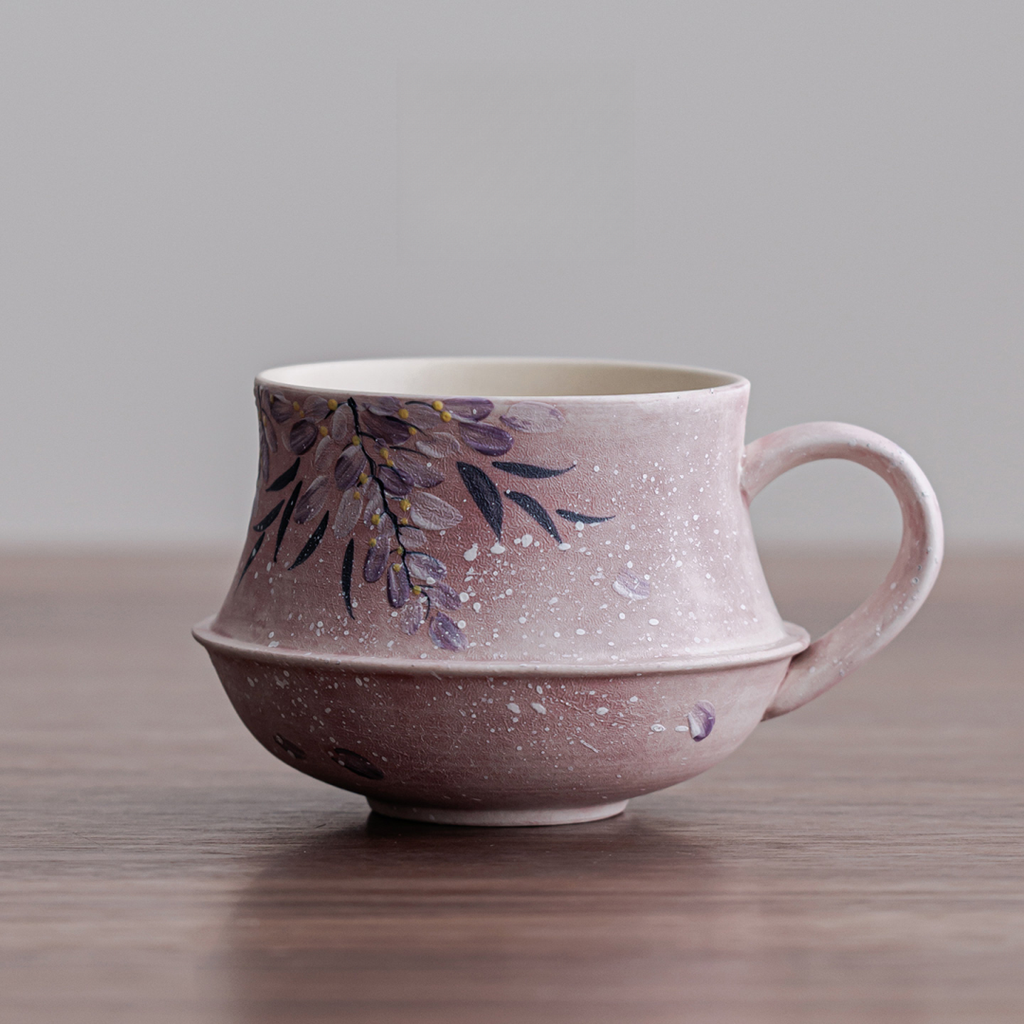 亘古粉引紫藤花咖啡杯壶承陶瓷茶具泡茶干泡盘茶点下午茶210cc,餐饮具,茶杯,淘宝优惠券,粉丝福利购,淘宝优惠卷