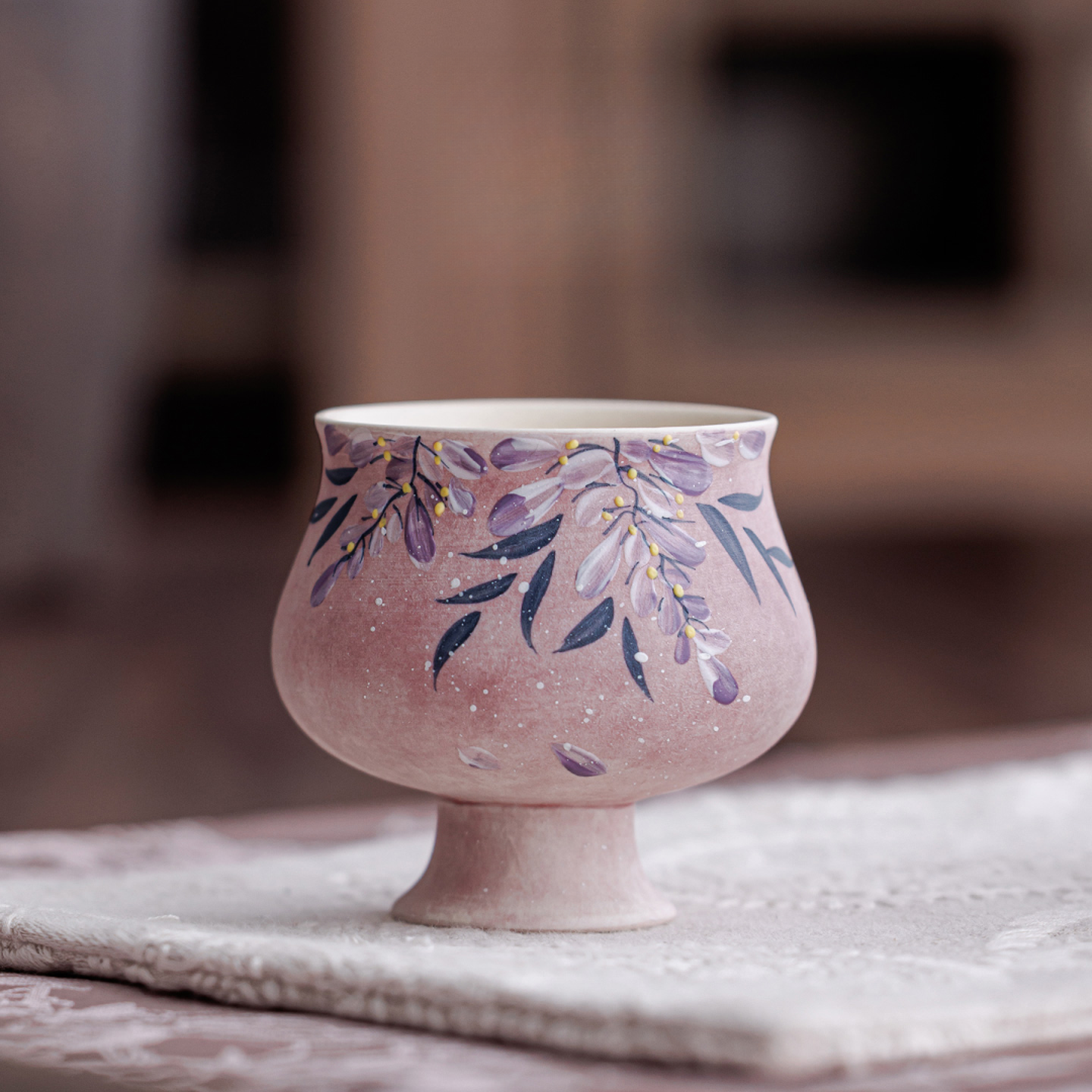 亘古粉引紫藤花主人杯陶瓷手绘茶具泡茶品茗杯客杯茶杯喝茶杯,餐饮具,茶杯,淘宝优惠券,粉丝福利购,淘宝优惠卷