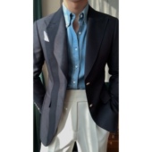 休闲单排布雷泽单西外套 藏青色时尚 22188 男士 新款