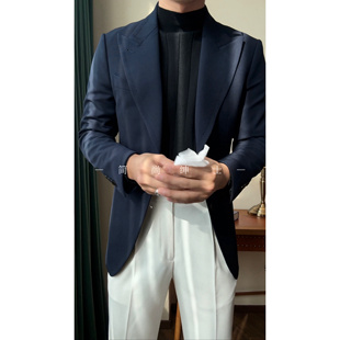 气质戗驳领轻奢休闲通勤款 英式 单西外套 新款 男士