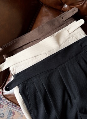 新款轻奢百搭男士意式纽扣款廓尔喀高腰显腿长西裤-661长裤