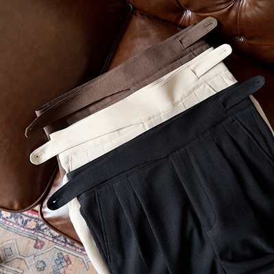 新款轻奢百搭男士意式纽扣款廓尔喀高腰显腿长西裤-661长裤