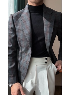 新款男士日常休闲绅士款潮流痞帅款单西外套-22184