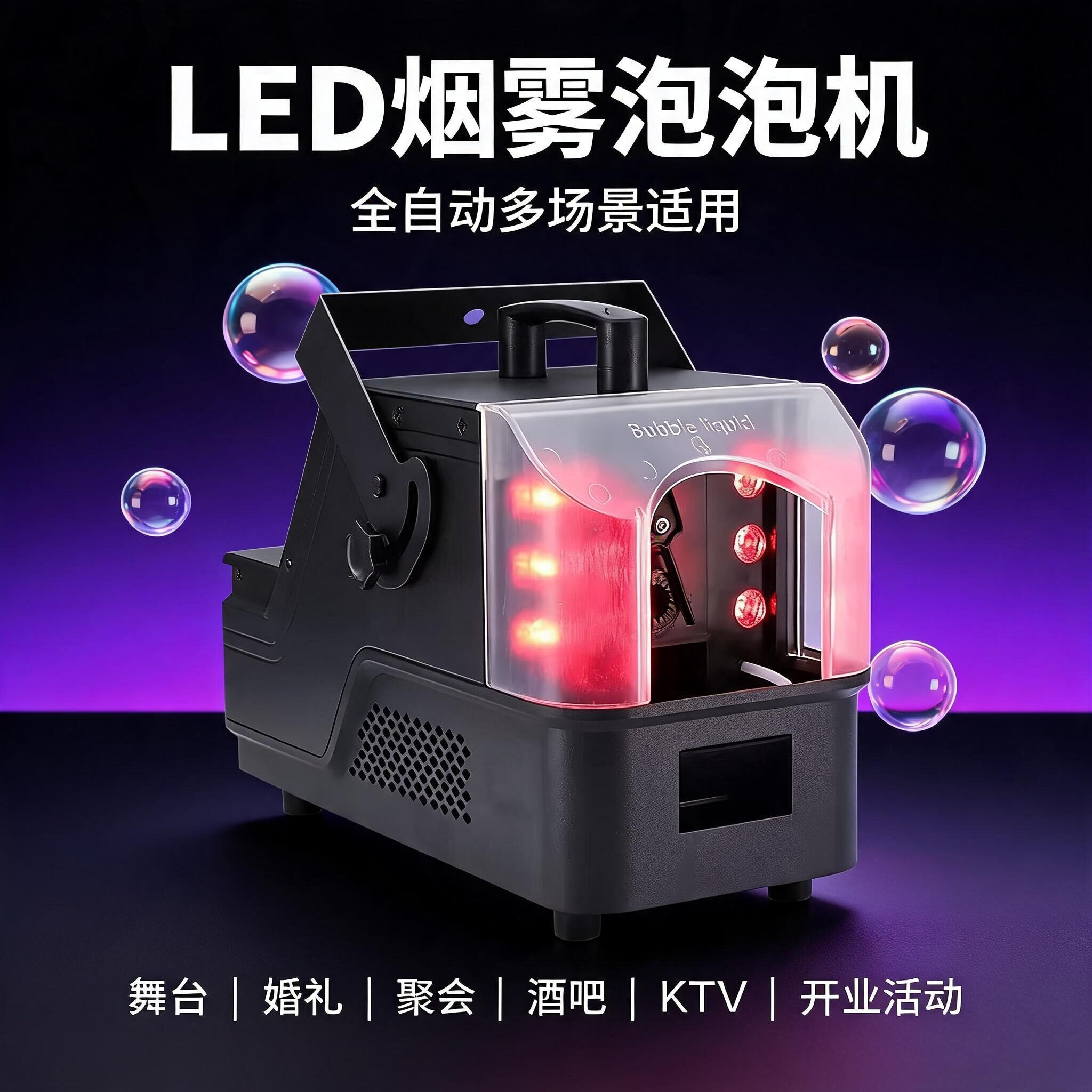 LED烟雾泡泡机全自动舞台灯光婚礼KTV开业活动多场景适用