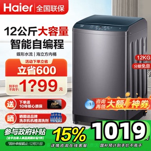 政府补贴 海尔波轮洗衣机12KG大容量全自动家用洗脱变频除菌5088