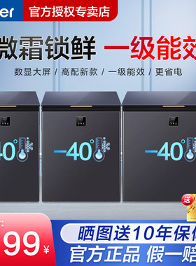 海尔冰柜零下40度速冻100/200L家用小型超低温冷柜全冷冻一级微霜