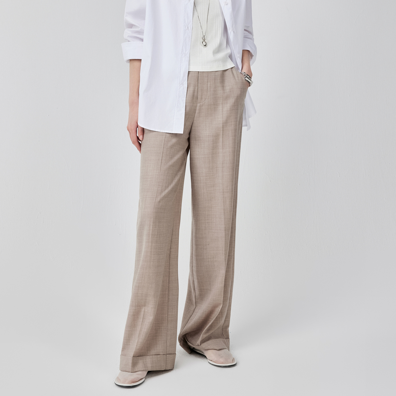 CHICC3重磅三醋酸/轻薄精纺羊毛R0W风百搭显瘦空气直筒神裤