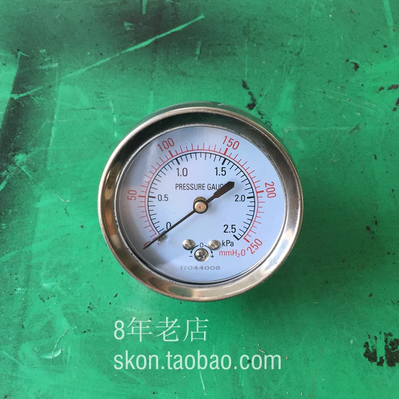 YE60Z膜盒压力表0-2.5KPA微压表250mmH2O煤气千帕表螺纹M14*1.5